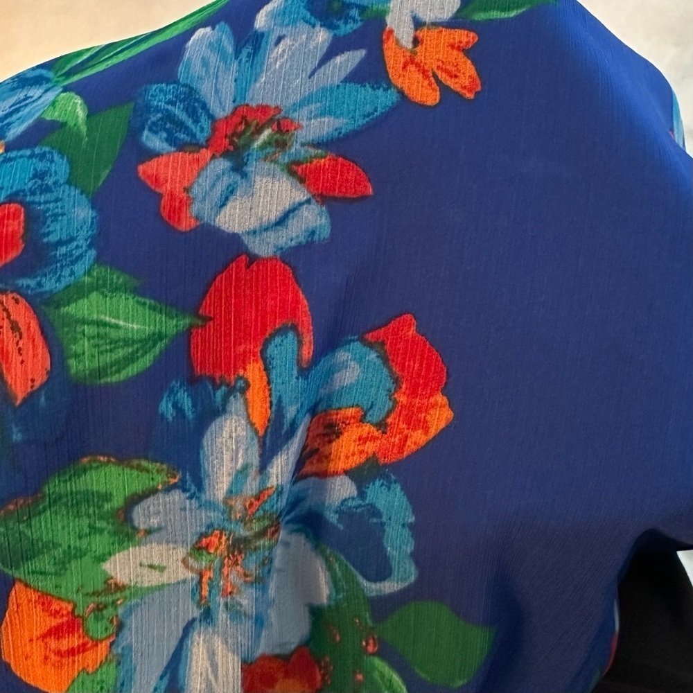 Lauren Ralph Lauren Floral Georgette Sleeveless High Low Dress Blue 4 - Picture 10 of 10
